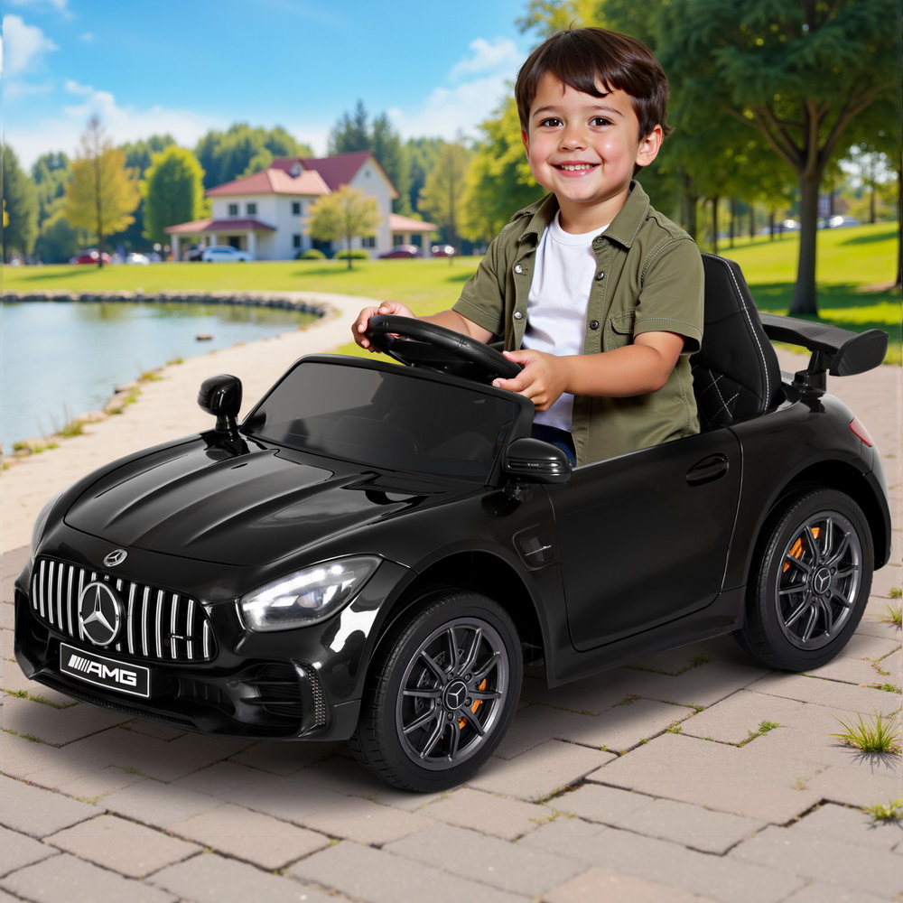 Kids Electric Ride On Car Mercedes-Benz AMG GTR Licensed Toy Cars Remote Black - Image 1