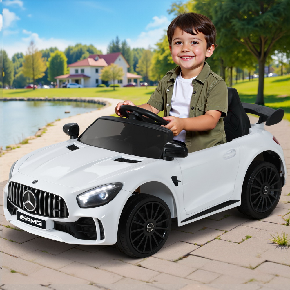 Kids Electric Ride On Car Mercedes-Benz AMG GTR Licensed Toy Cars Remote White - Image 1