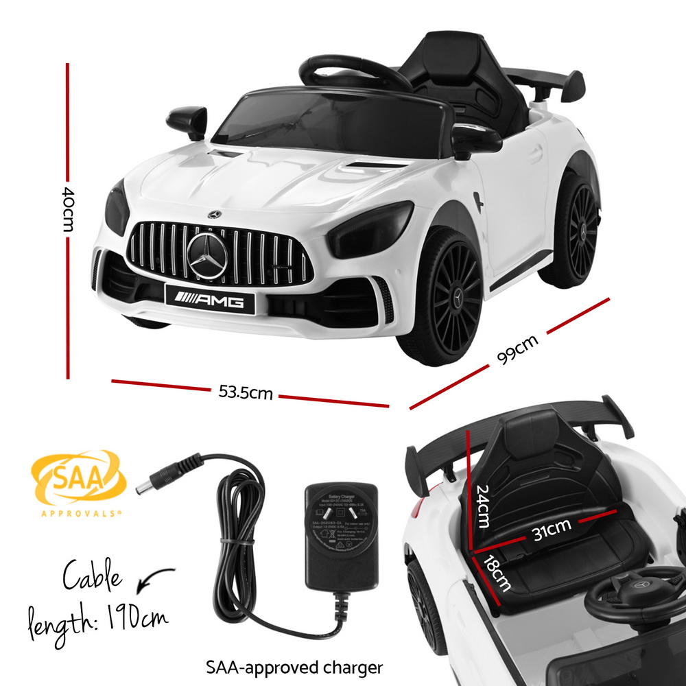 Kids Electric Ride On Car Mercedes-Benz AMG GTR Licensed Toy Cars Remote White - Image 2