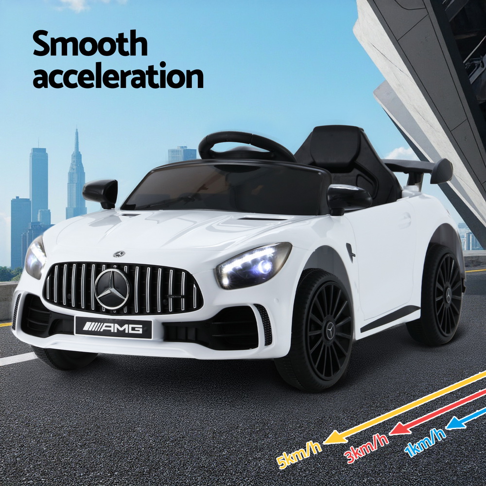 Kids Electric Ride On Car Mercedes-Benz AMG GTR Licensed Toy Cars Remote White - Image 4