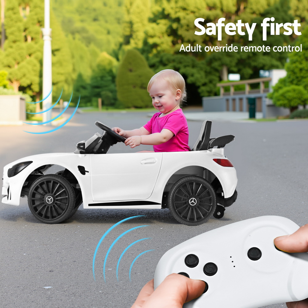 Kids Electric Ride On Car Mercedes-Benz AMG GTR Licensed Toy Cars Remote White - Image 6