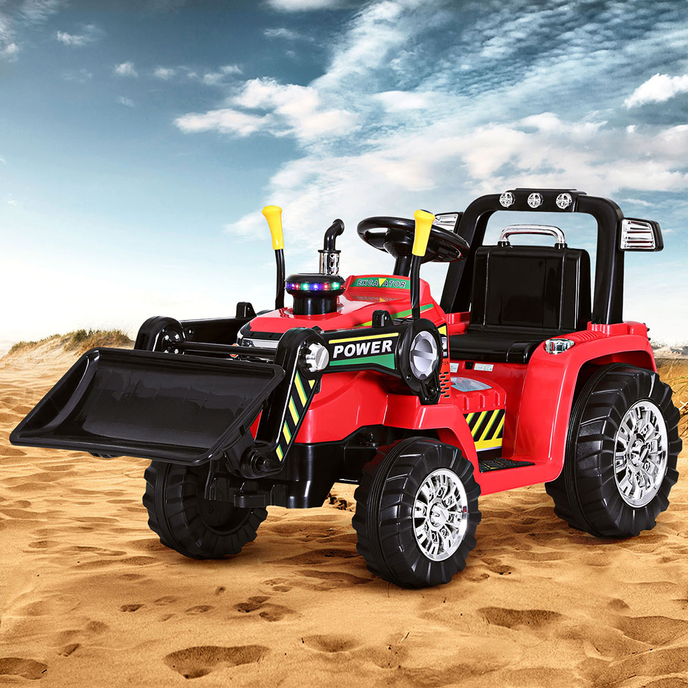Rigo Kids Electric Ride On Car Bulldozer Digger Loader Remote 6V Red - Image 1