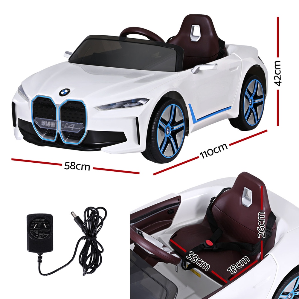 Kids Ride On Car BMW Licensed I4 Sports Remote Control Electric Toys 12V White - Image 2