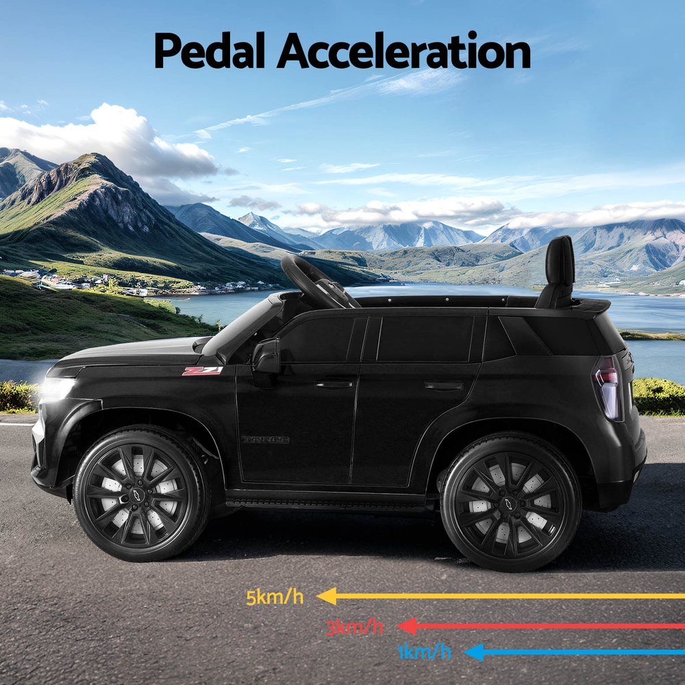 Kids Ride On Car Licensed Chevrolet Tahoe Electric Toys Horn Remote 12V Black - Image 5