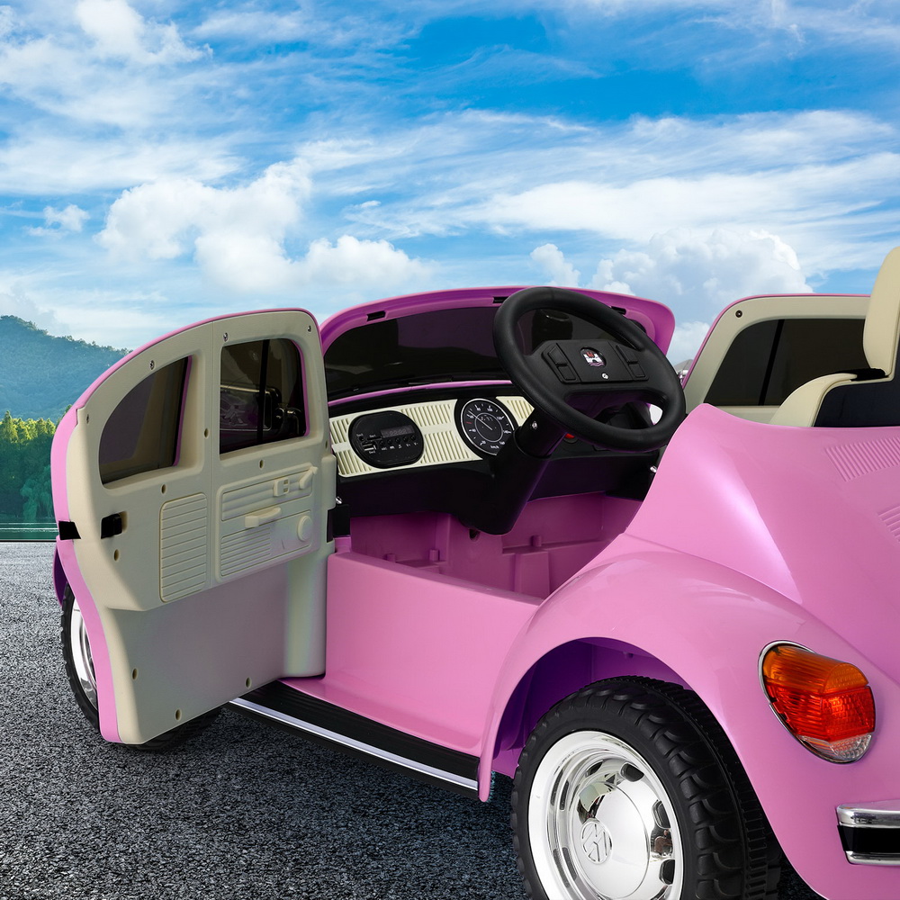 Kids Ride On Car Licensed Volkswagen Beetle Electric Toys Horn Remote 6V Pink - Image 6