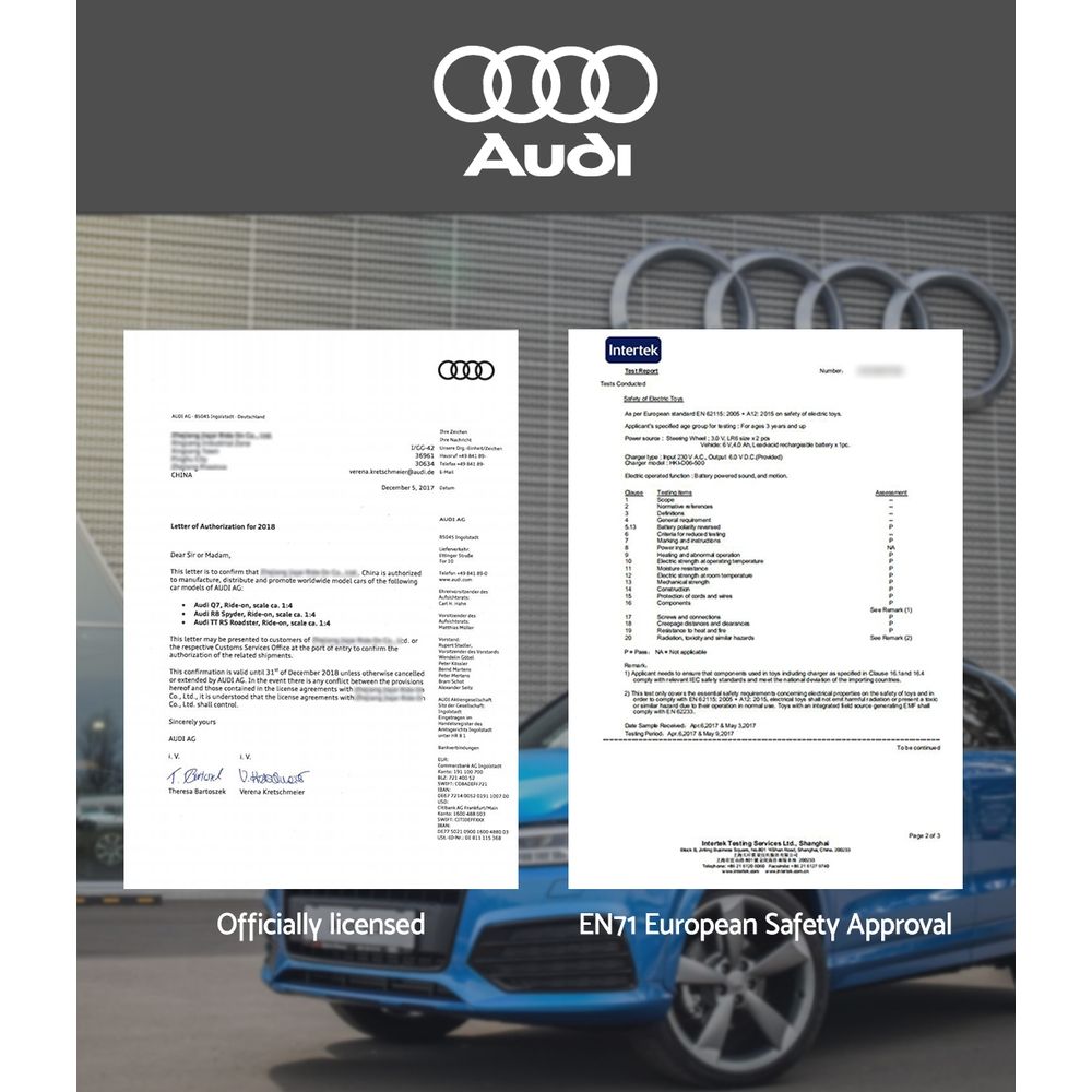 Kids Electric Ride On Car Audi Licensed TTRS Toy Cars Remote 12V Battery Black - Image 5
