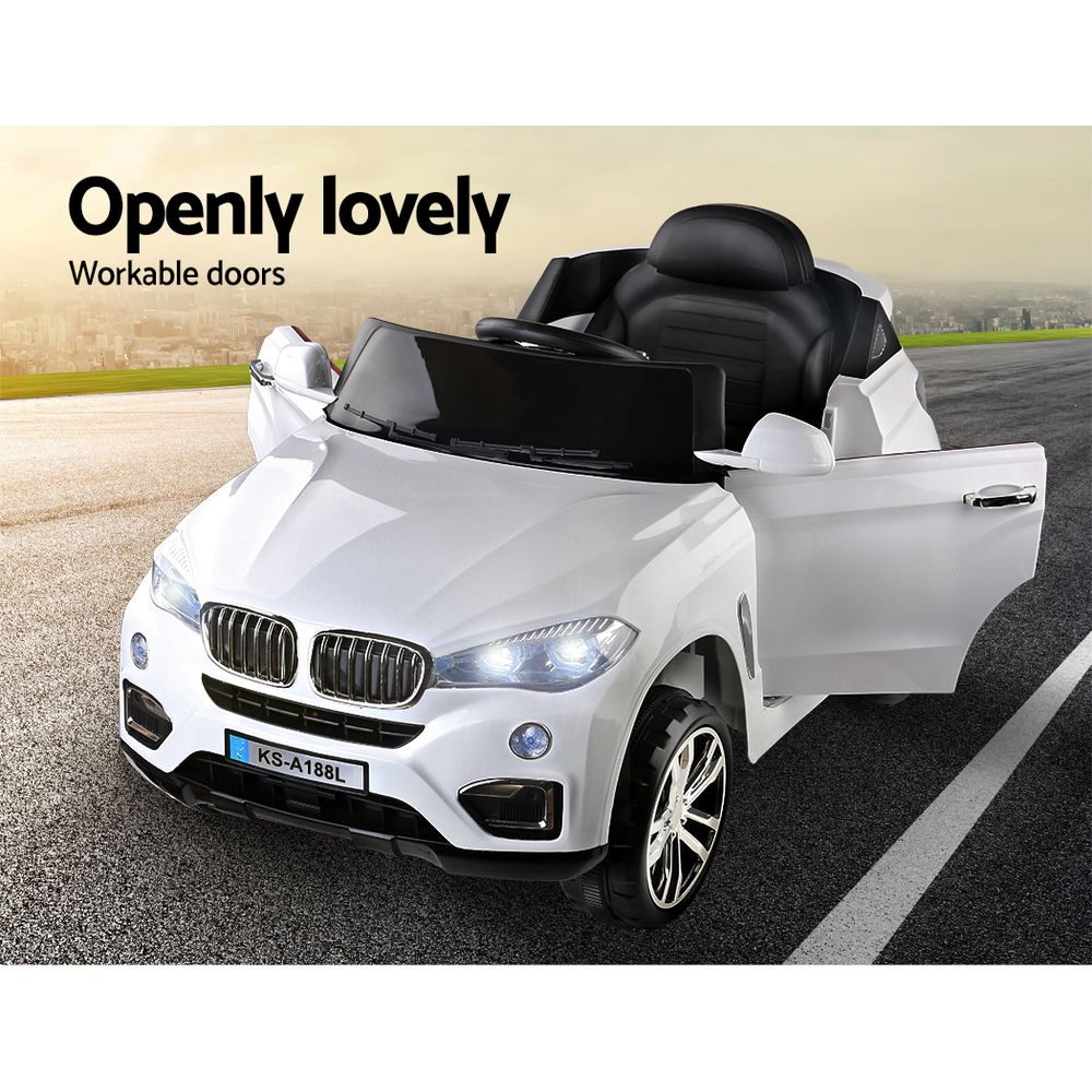 Rigo Kids Electric Ride On Car SUV BMW-Inspired X5 Toy Cars Remote 6V White - Image 4