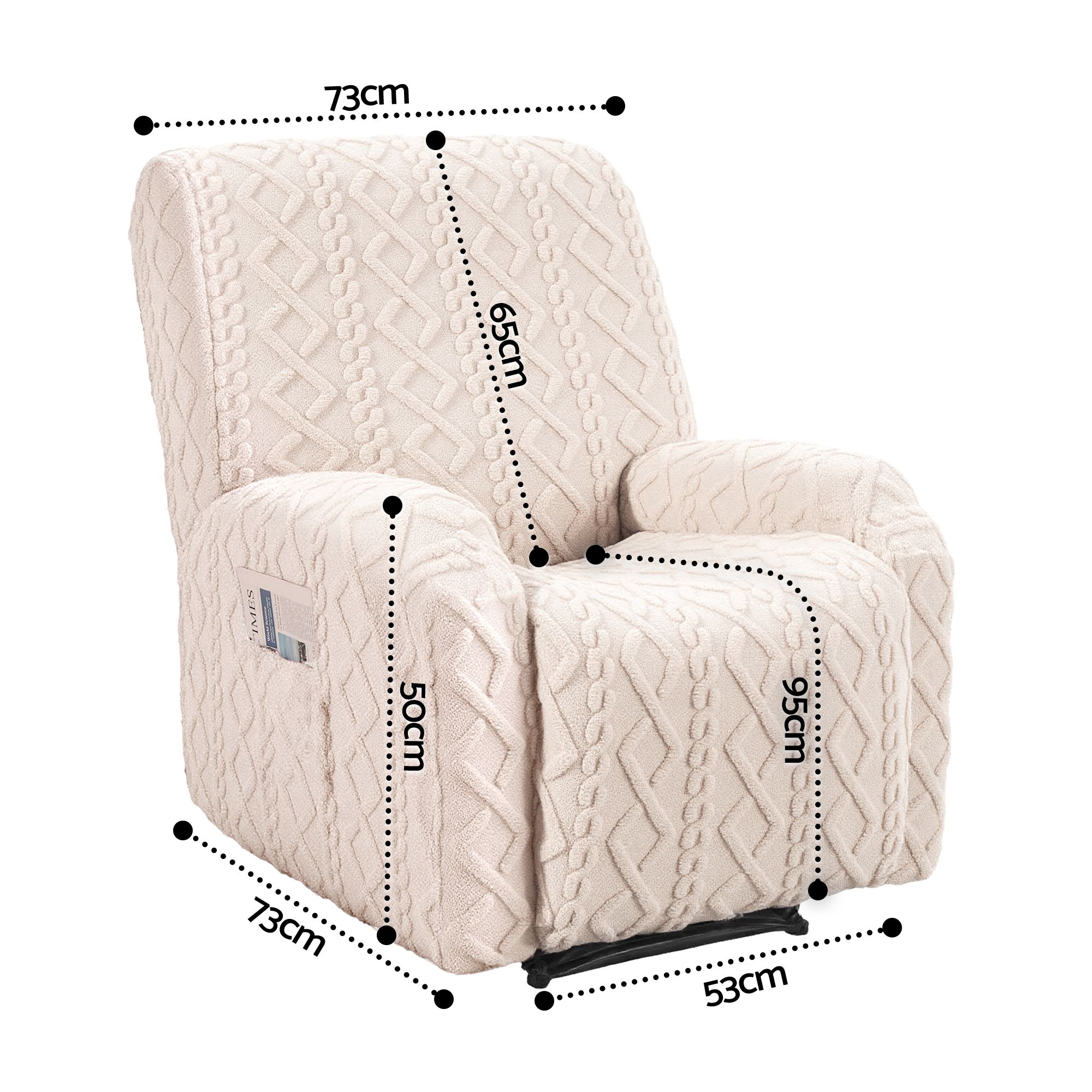 Artiss Recliner Chair Covers with Storage Side Pockets Beige - Image 2