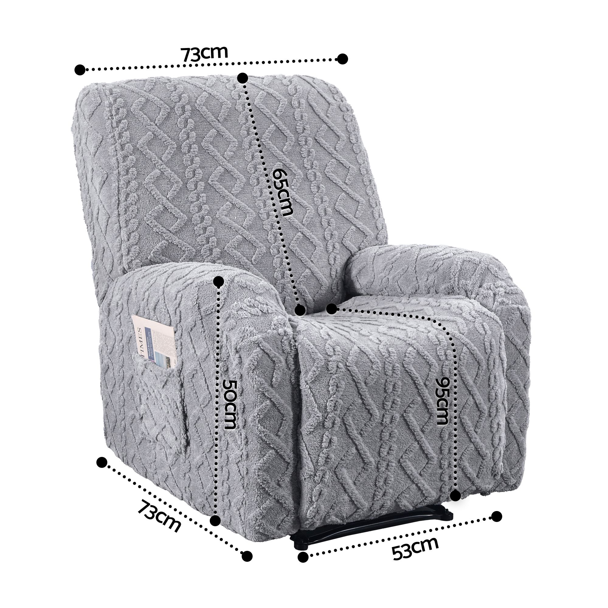 Artiss Recliner Chair Covers with Storage Side Pockets Grey - Image 2