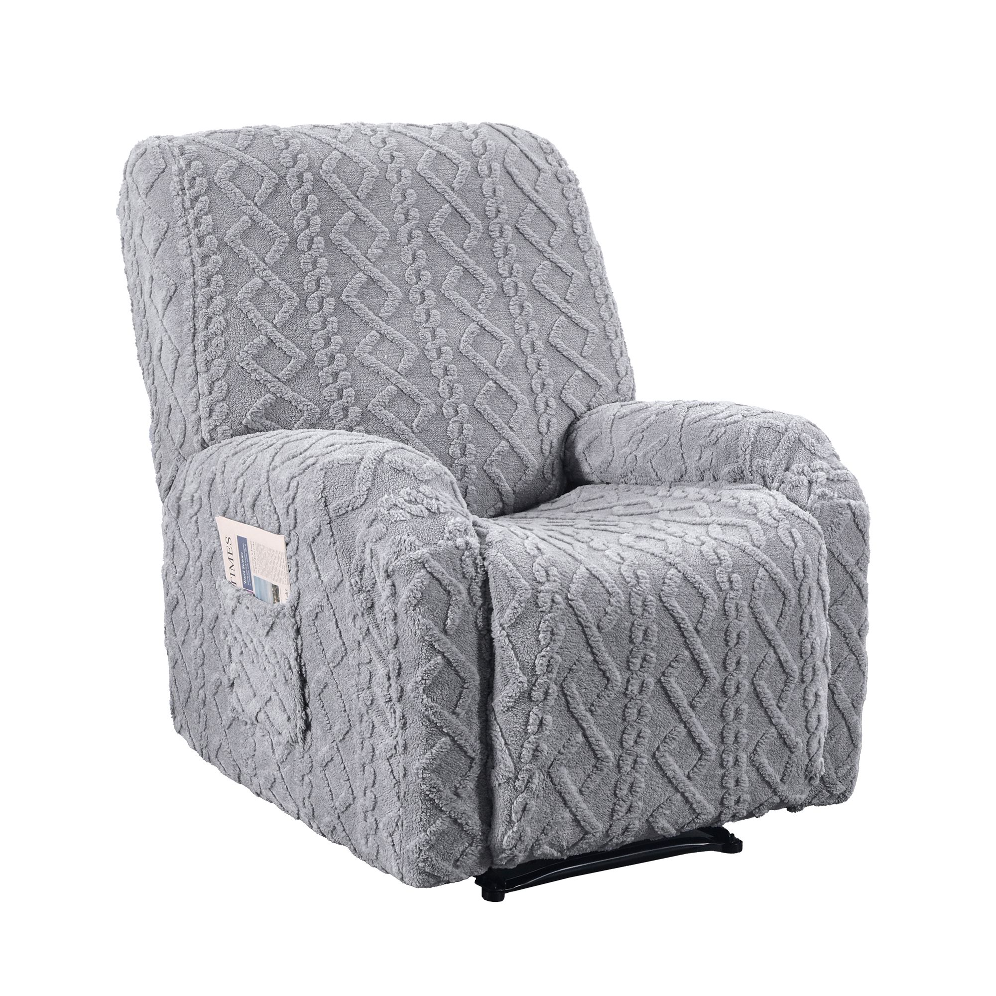 Artiss Recliner Chair Covers with Storage Side Pockets Grey - Image 8