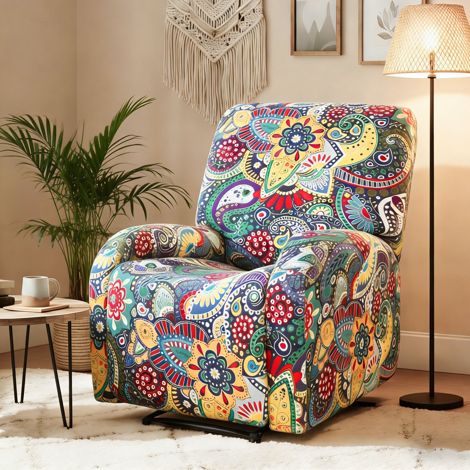 Artiss Stretch Kids Recliner Cover 4-Pieces Recliner Chair Slipcovers Printed Polyester - Image 1