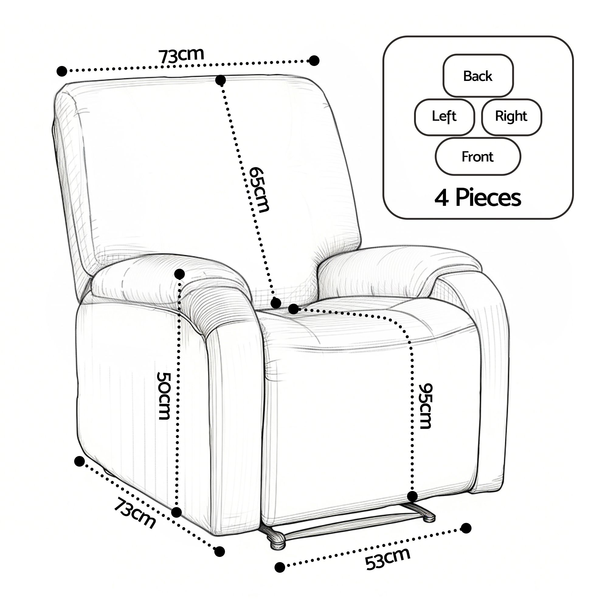 Artiss Stretch Kids Recliner Cover 4-Pieces Recliner Chair Slipcovers Printed Polyester - Image 2
