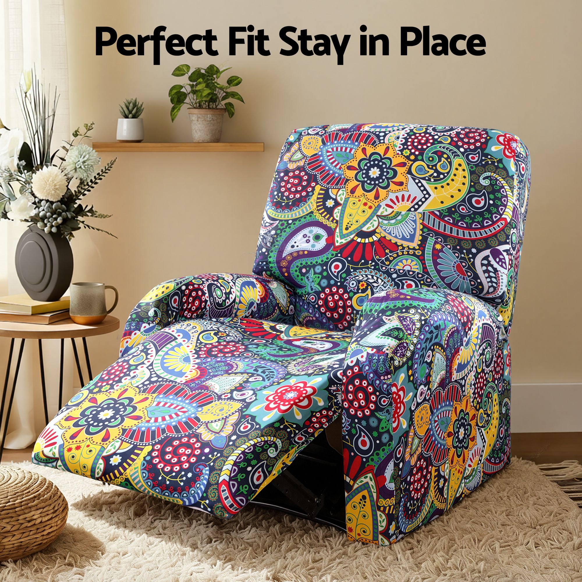 Artiss Stretch Kids Recliner Cover 4-Pieces Recliner Chair Slipcovers Printed Polyester - Image 5