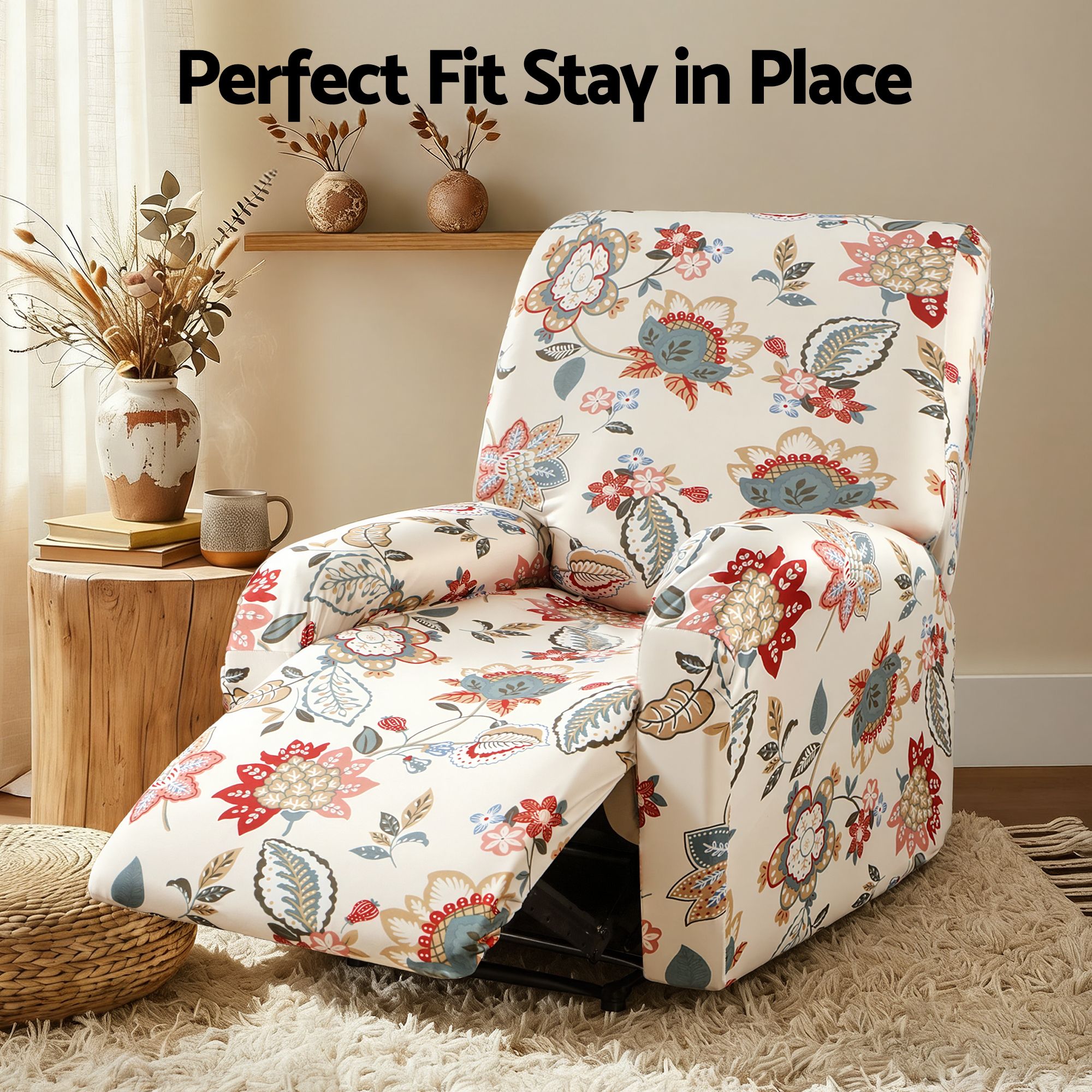 Artiss Stretch Kids Recliner Cover 4-Pieces Recliner Chair Slipcovers Printed Polyester - Image 5