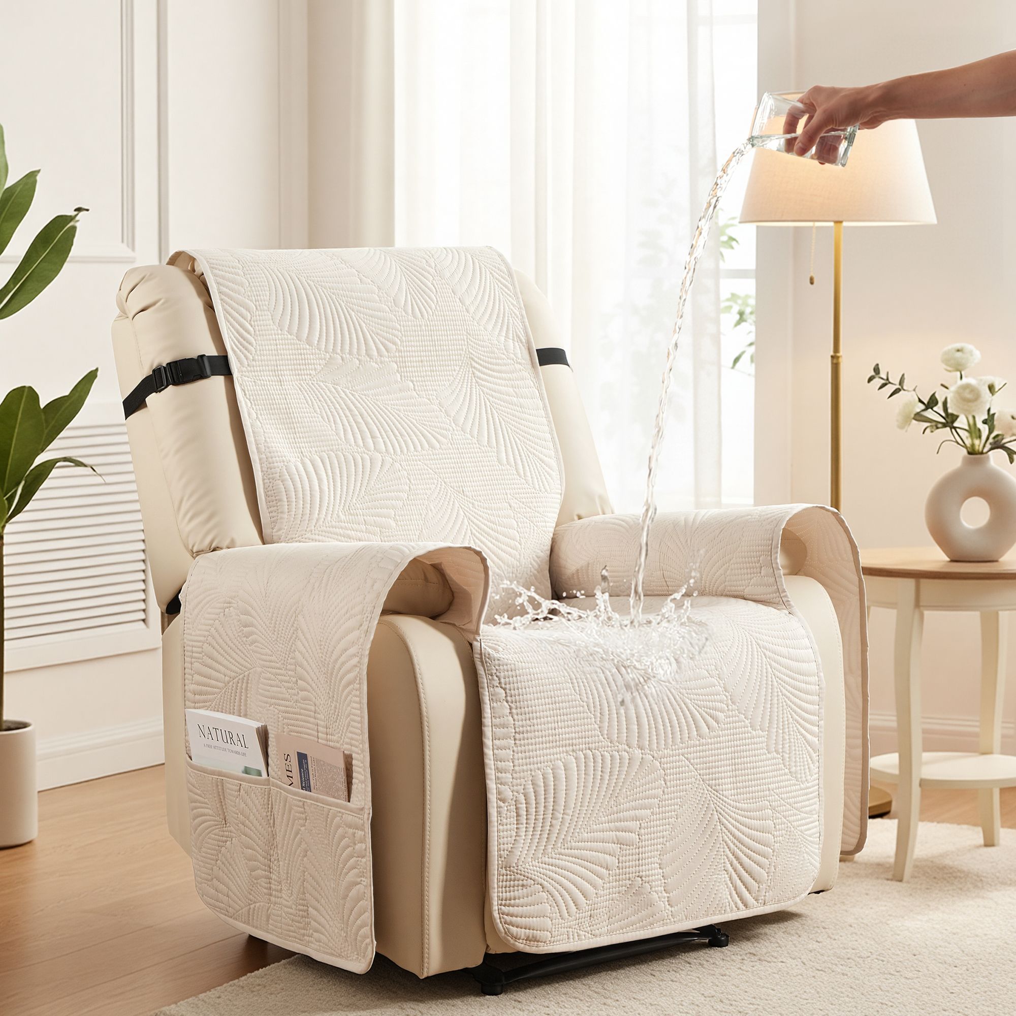 Artiss Quilted Recliner Chair Covers 100% Waterproof Recliner Slipcovers - Image 1