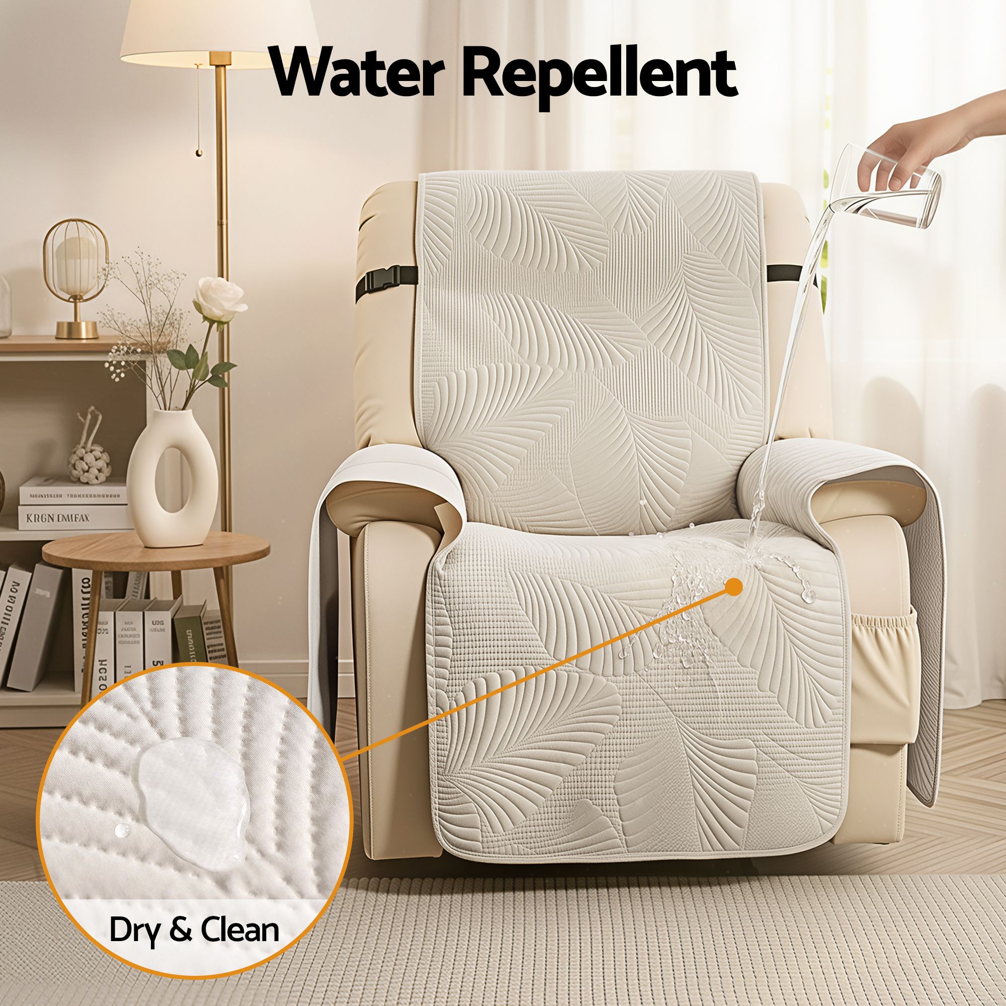 Artiss Quilted Recliner Chair Covers 100% Waterproof Recliner Slipcovers - Image 5