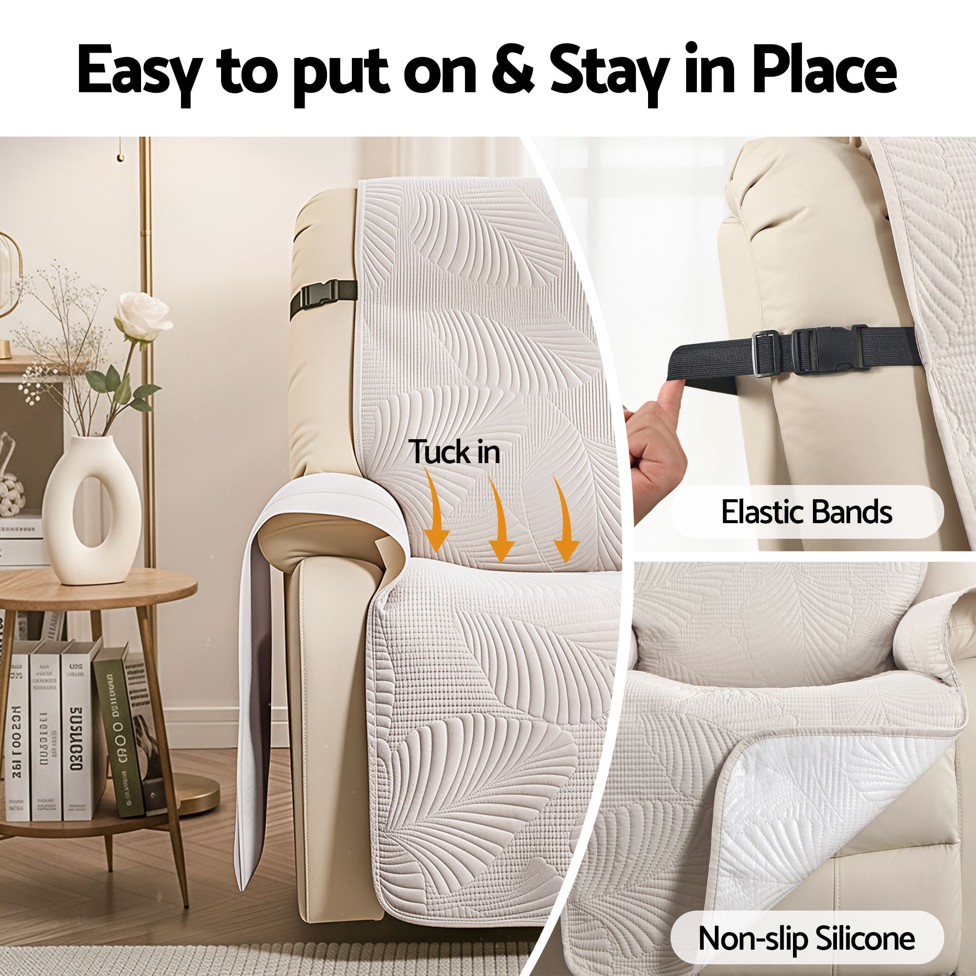 Artiss Quilted Recliner Chair Covers 100% Waterproof Recliner Slipcovers - Image 7