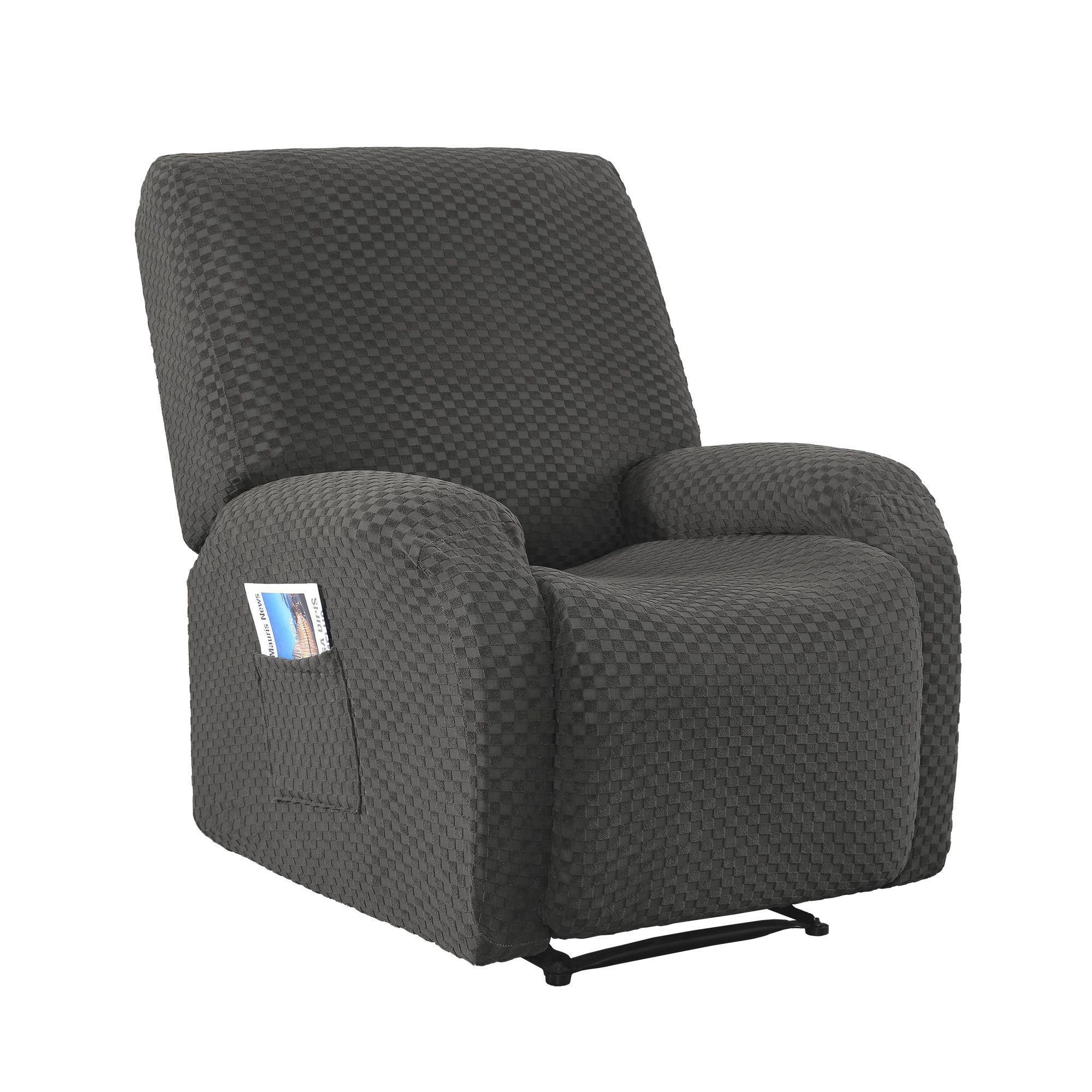 Artiss Recliner Chair Covers with Storage Side Pockets Grey Fabric - Image 1