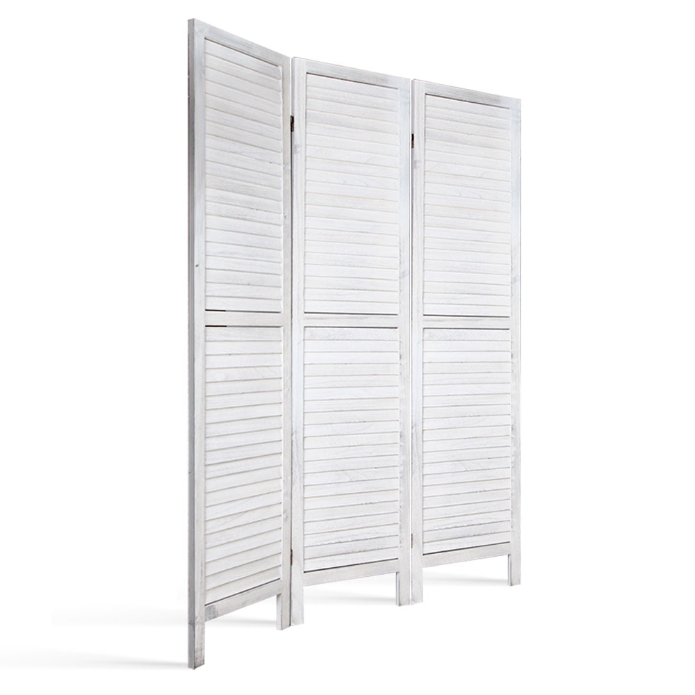 Artiss 3 Panel Room Divider Screen 120x170cm Louver White - Image 4