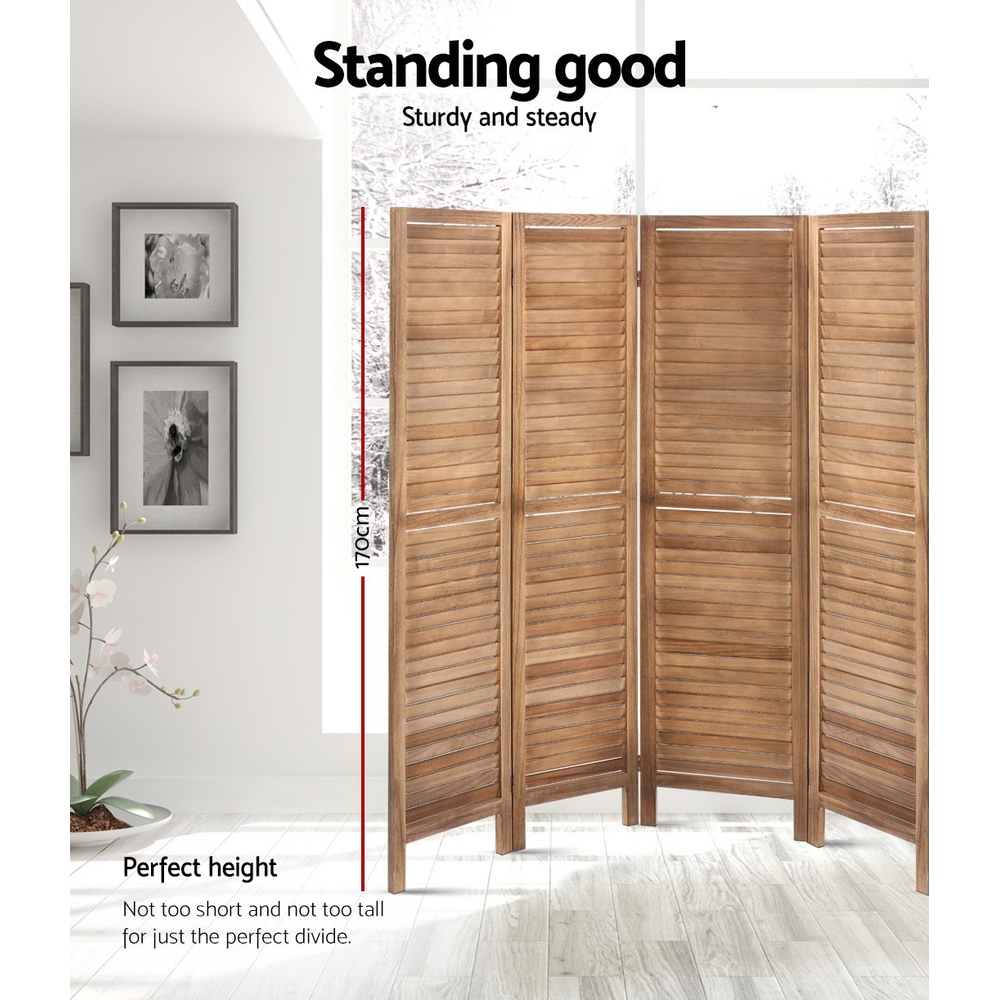 Artiss 8 Panel Room Divider Screen 326x170cm Louver Oak - Image 3