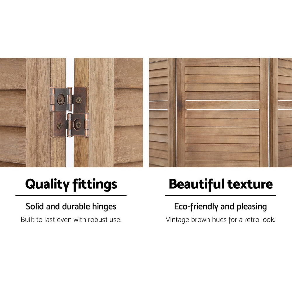 Artiss 8 Panel Room Divider Screen 326x170cm Louver Oak - Image 4