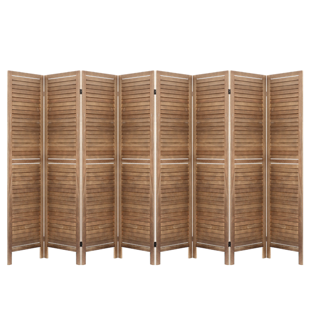 Artiss 8 Panel Room Divider Screen 326x170cm Louver Oak - Image 8