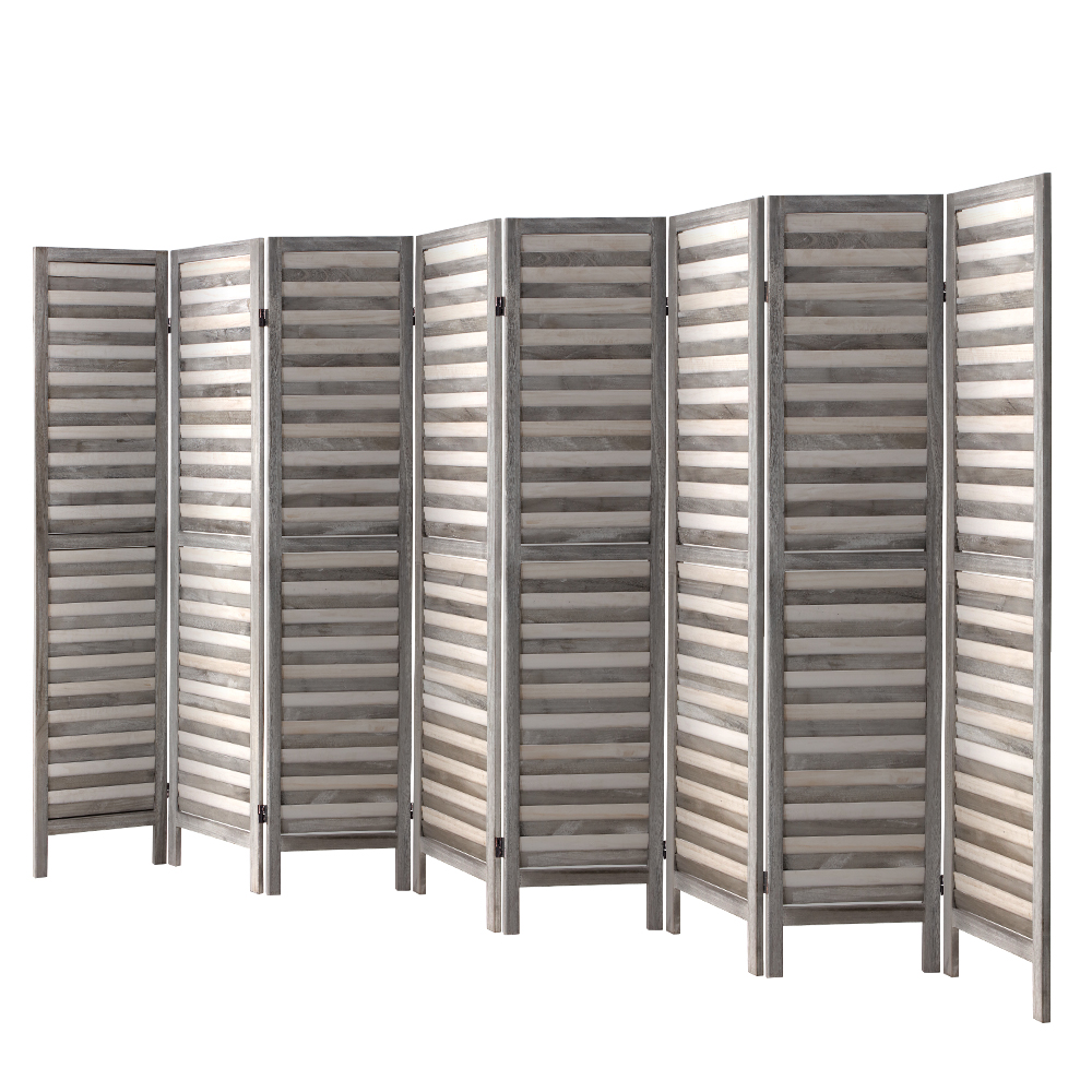 Artiss 8 Panel Room Divider Screen 326x170cm Louver Grey - Image 3