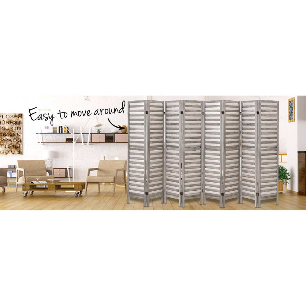 Artiss 8 Panel Room Divider Screen 326x170cm Louver Grey - Image 6