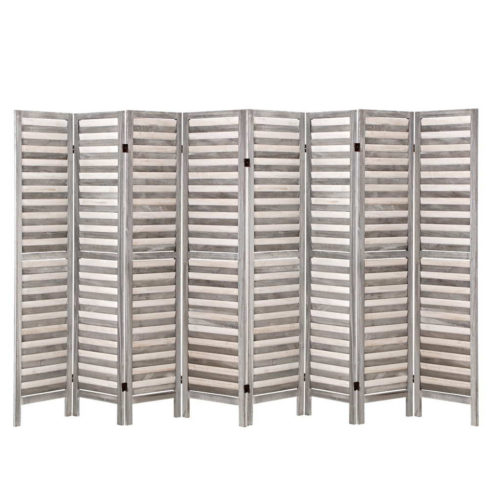 Artiss 8 Panel Room Divider Screen 326x170cm Louver Grey - Image 8