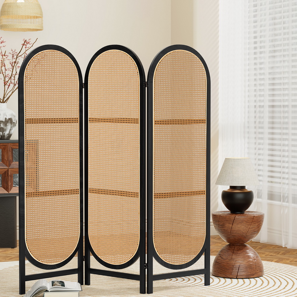 Artiss 3 Panel Room Divider Screen 151x180cm Rattan Brown - Image 1