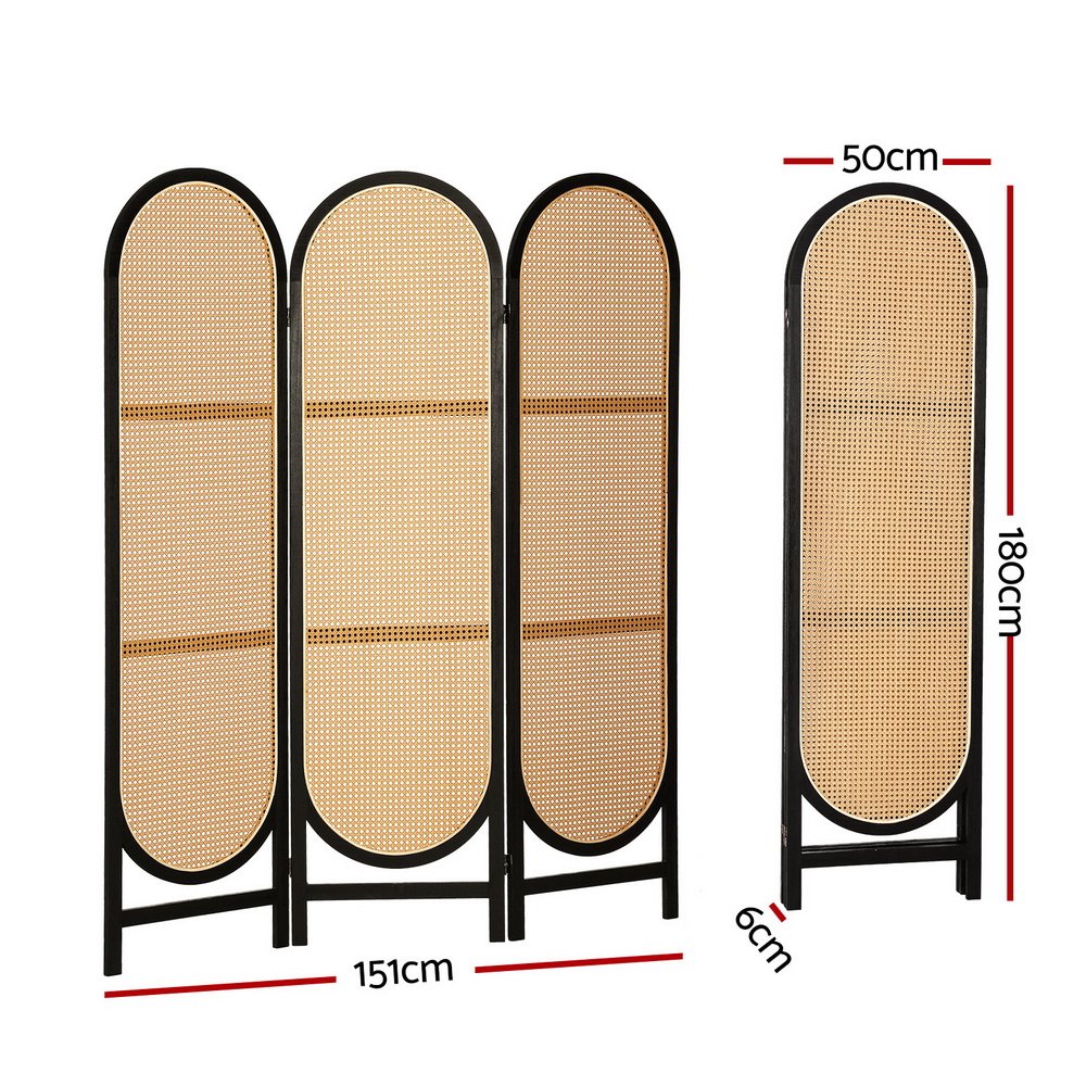 Artiss 3 Panel Room Divider Screen 151x180cm Rattan Brown - Image 2