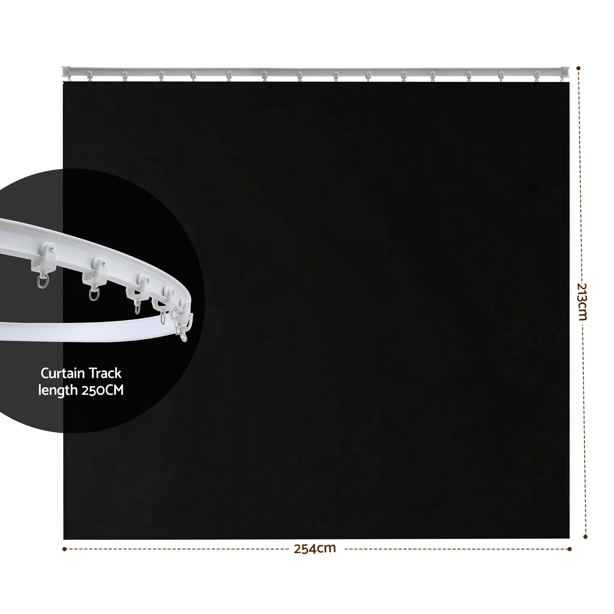 Artiss Room Divider Curtain Ceiling Mounted Track Sets Flexible Black - Image 2