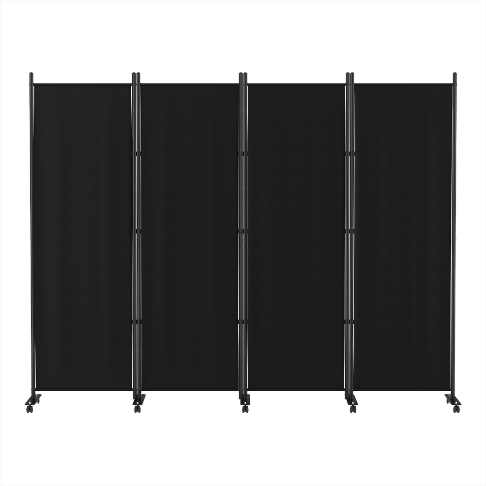 Artiss 4 Panel Room Divider Screen 217cm Wheel Fabric Black - Image 3