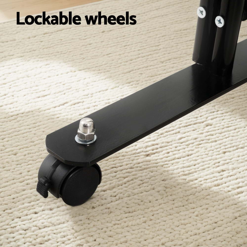 Artiss 4 Panel Room Divider Screen 217cm Wheel Fabric Black - Image 6