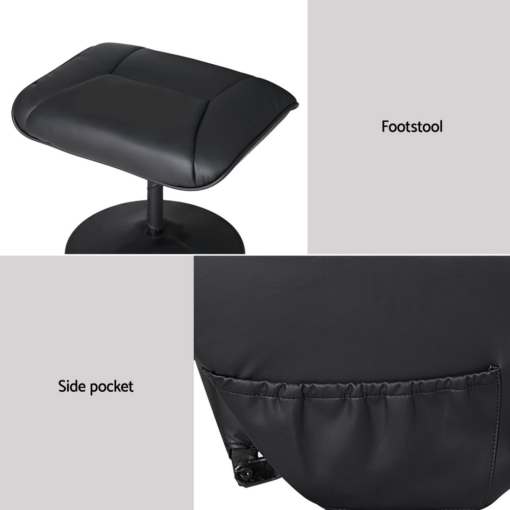 Artiss 2X Recliner Chair Ottoman Heated Massage Black - Image 6