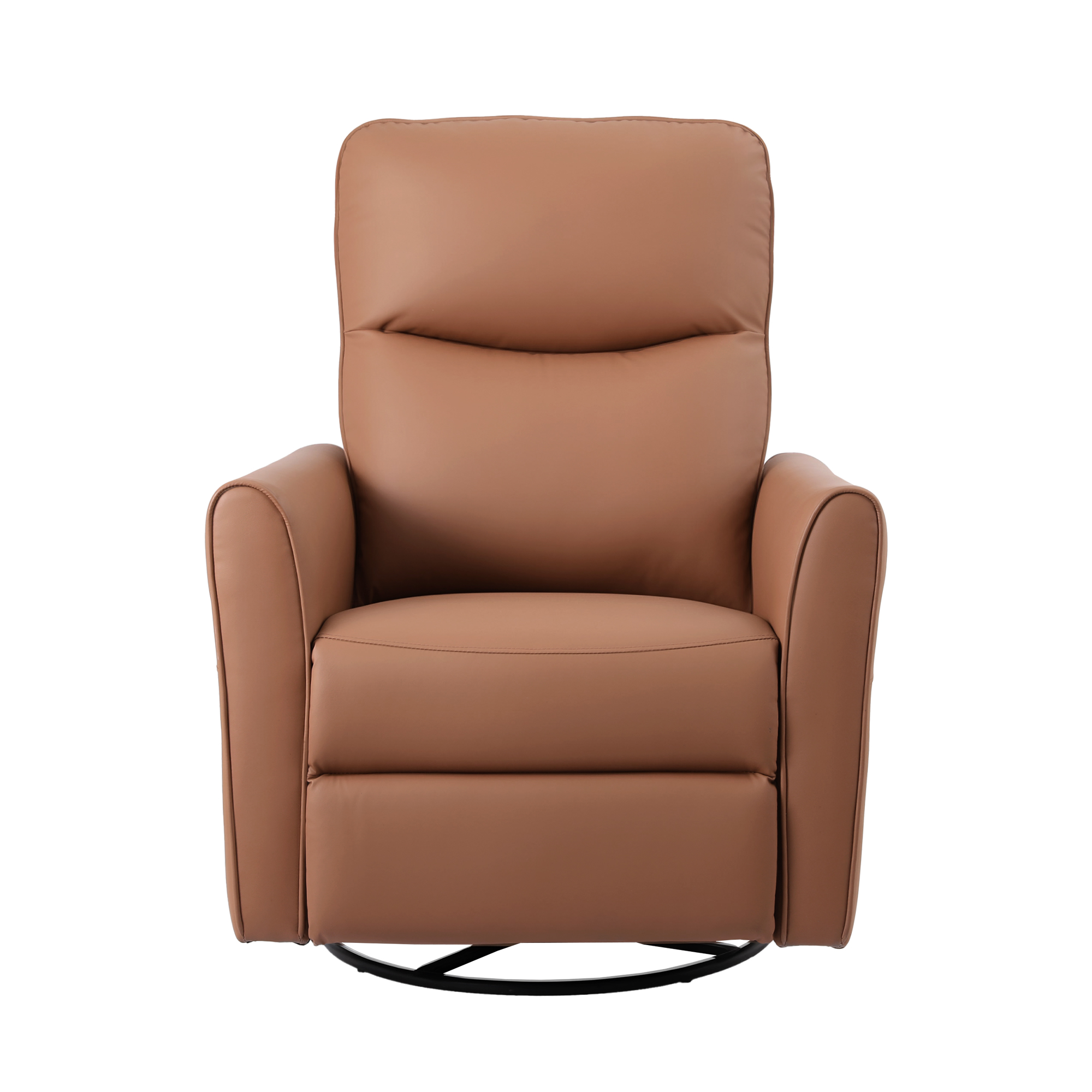 Artiss Swivel Recliner Chair Leather Rocking Reclining Sofa with Charging Ports LED Brown - Image 3
