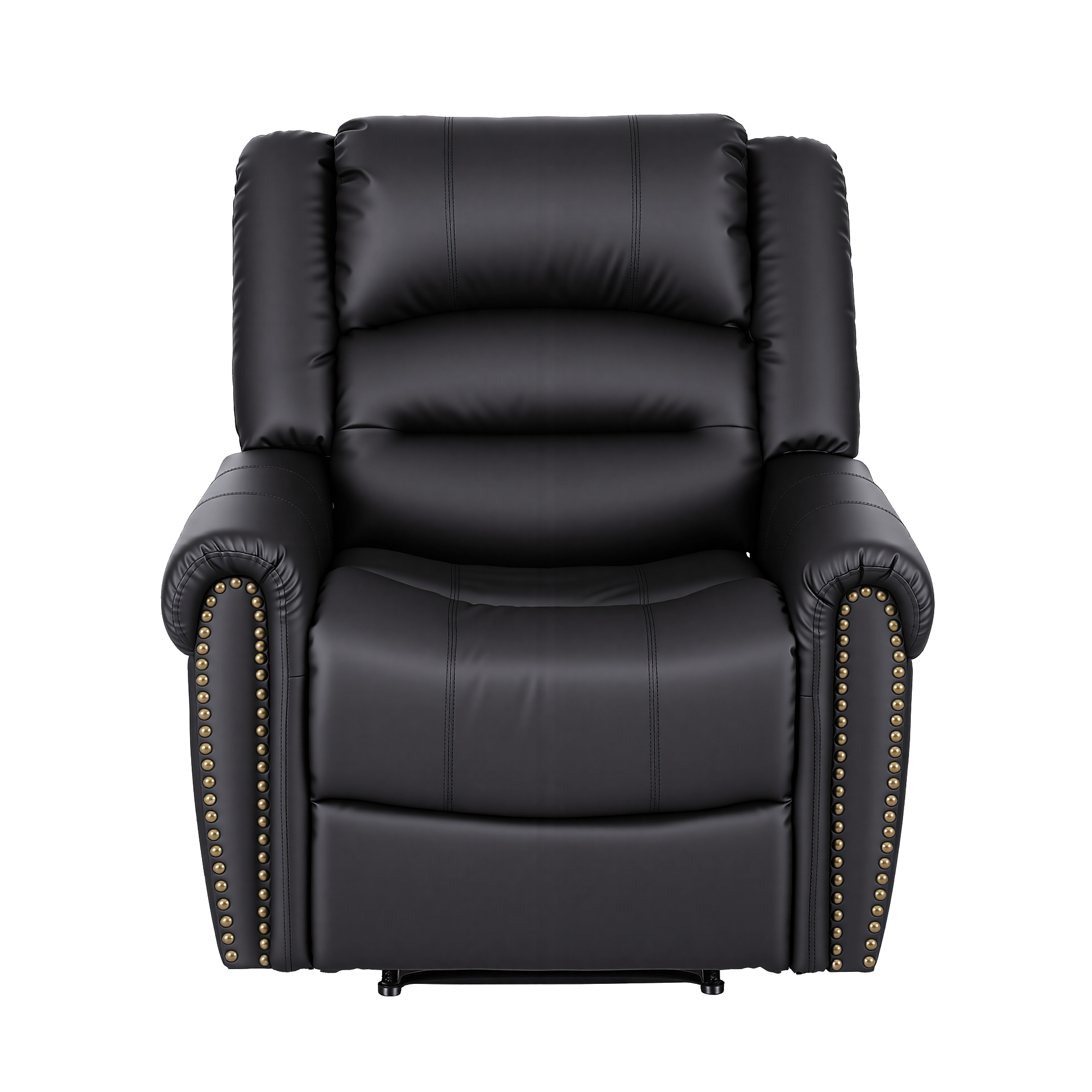 Artiss Leather Manual Recliner Chair with USB Charge Port, Overstuffed Armchair Sofa for Living Room and Nursery, Asjustable Theater Reclining Lounge with Comfortable Wide Seat, 150kg Capacity, Black - Image 3
