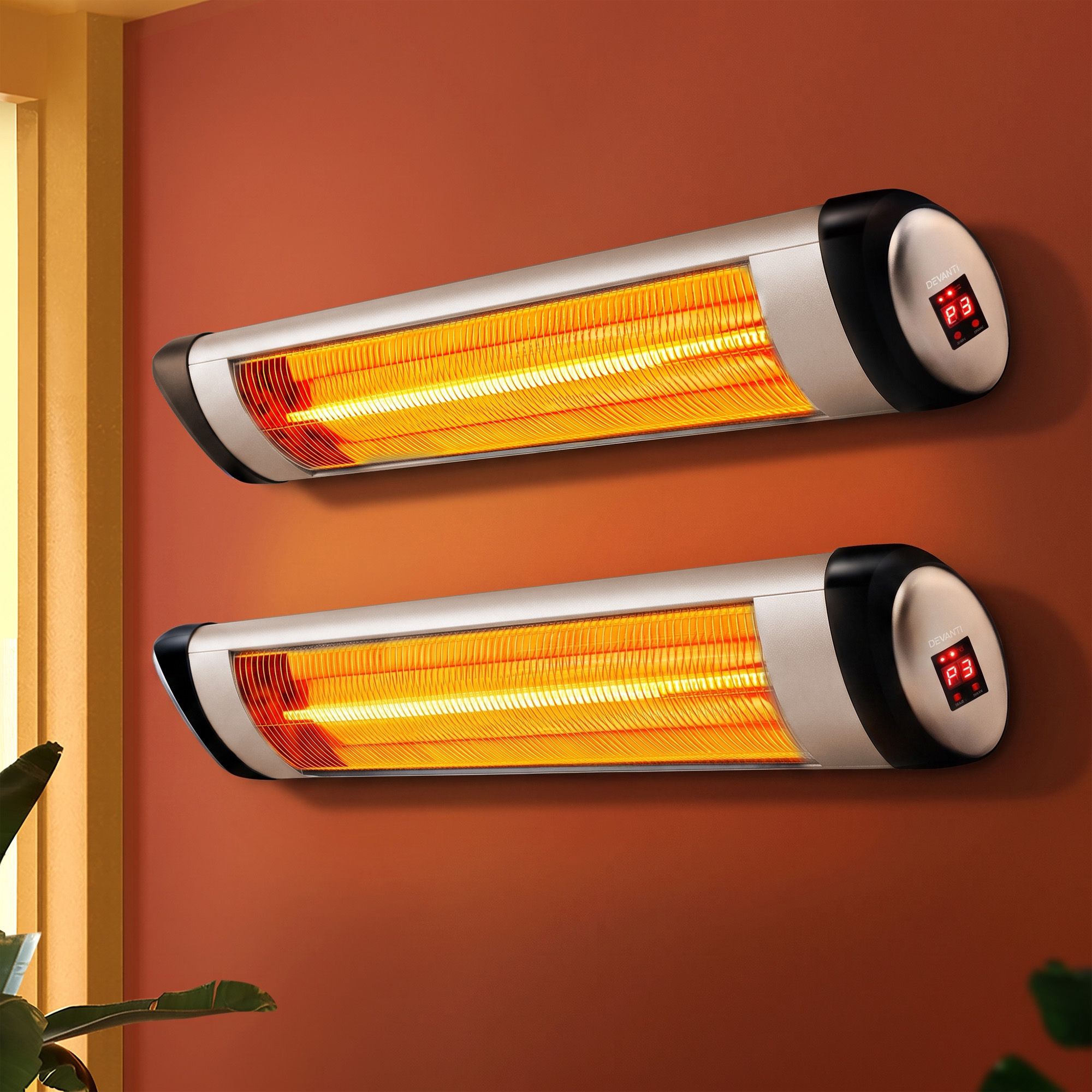 Devanti 2PCS Electric Radiant Strip Heater Outdoor Indoor Patio Infrared Heaters 2000W - Image 1