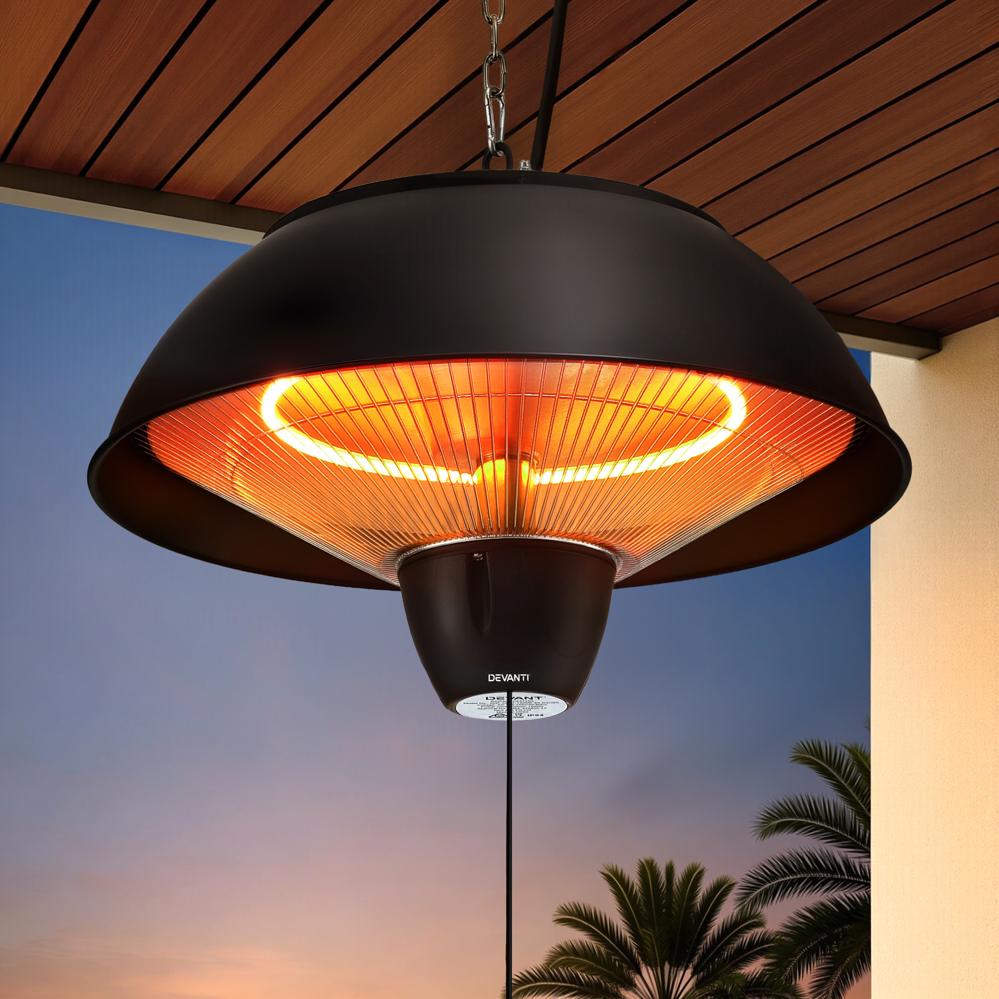Devanti 1500W Electric Patio Infrared Heater Hanging Heaters Ceiling Mounted Remote - Image 1