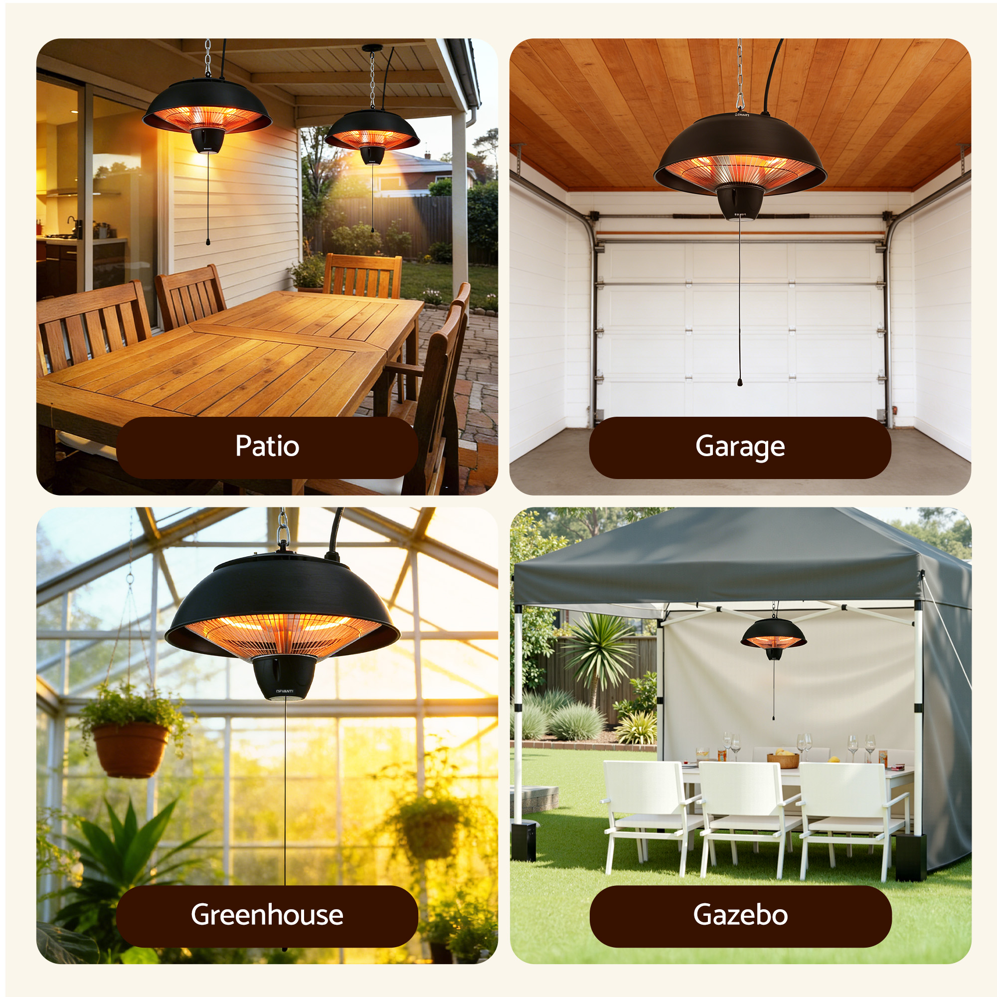 Devanti 1500W Electric Patio Infrared Heater Hanging Heaters Ceiling Mounted Remote - Image 7