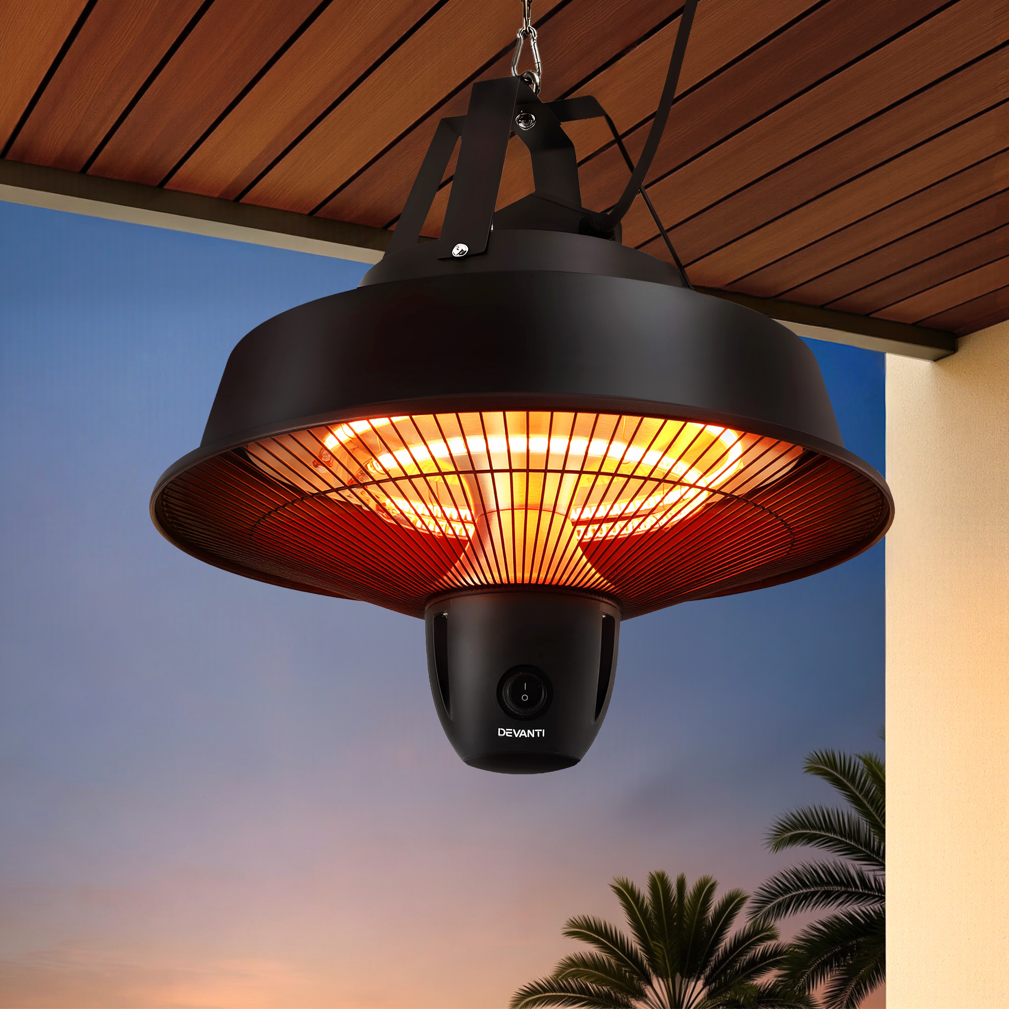 Devanti 2000W Electric Patio Heater Ceiling Mounted Hanging Heaters Remote - Image 1
