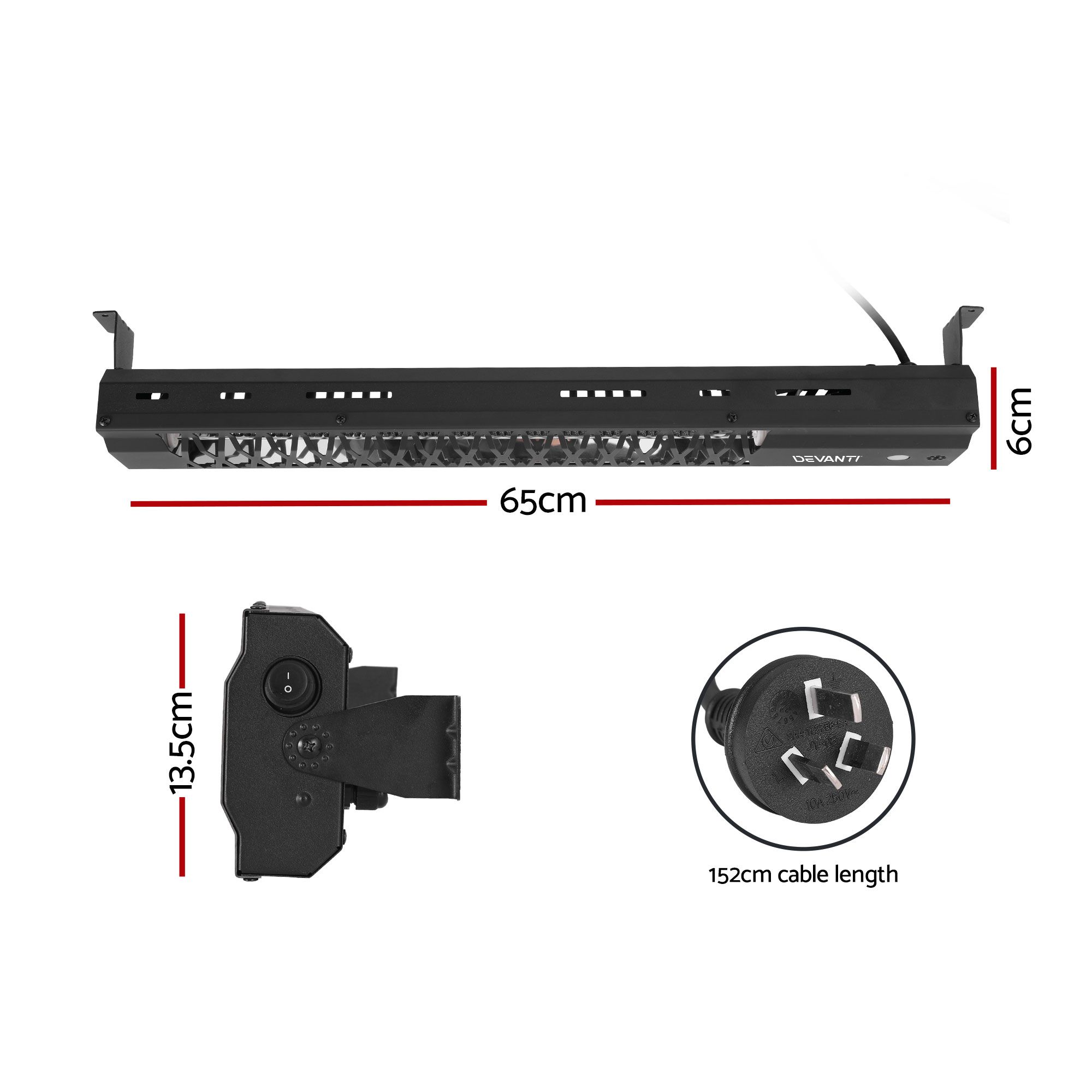 Devanti 2PCS Electric Strip Heater Radiant Infrared Heaters 2000W - Image 2