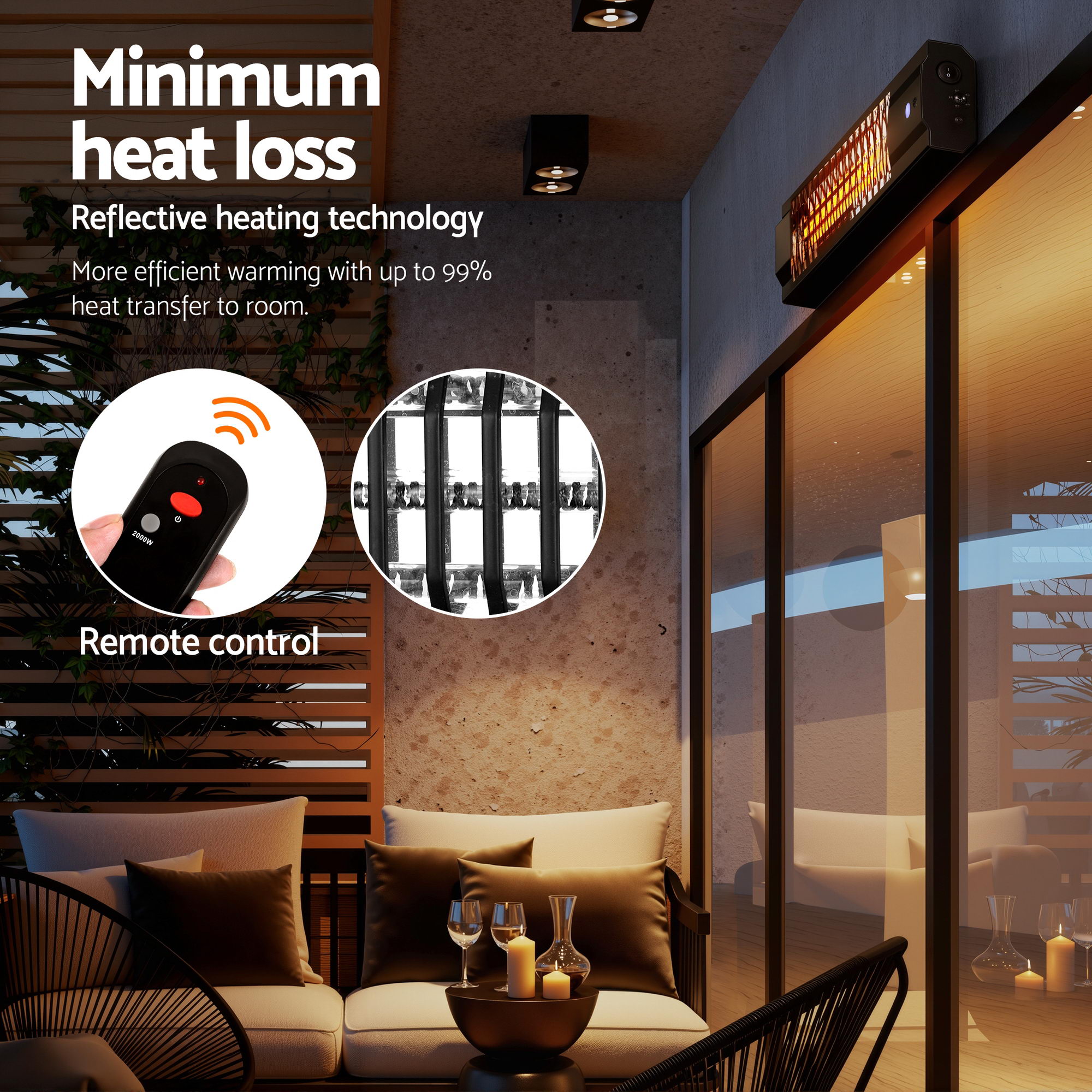 Devanti Electric Strip Heater Radiant Heaters 2000W - Image 7