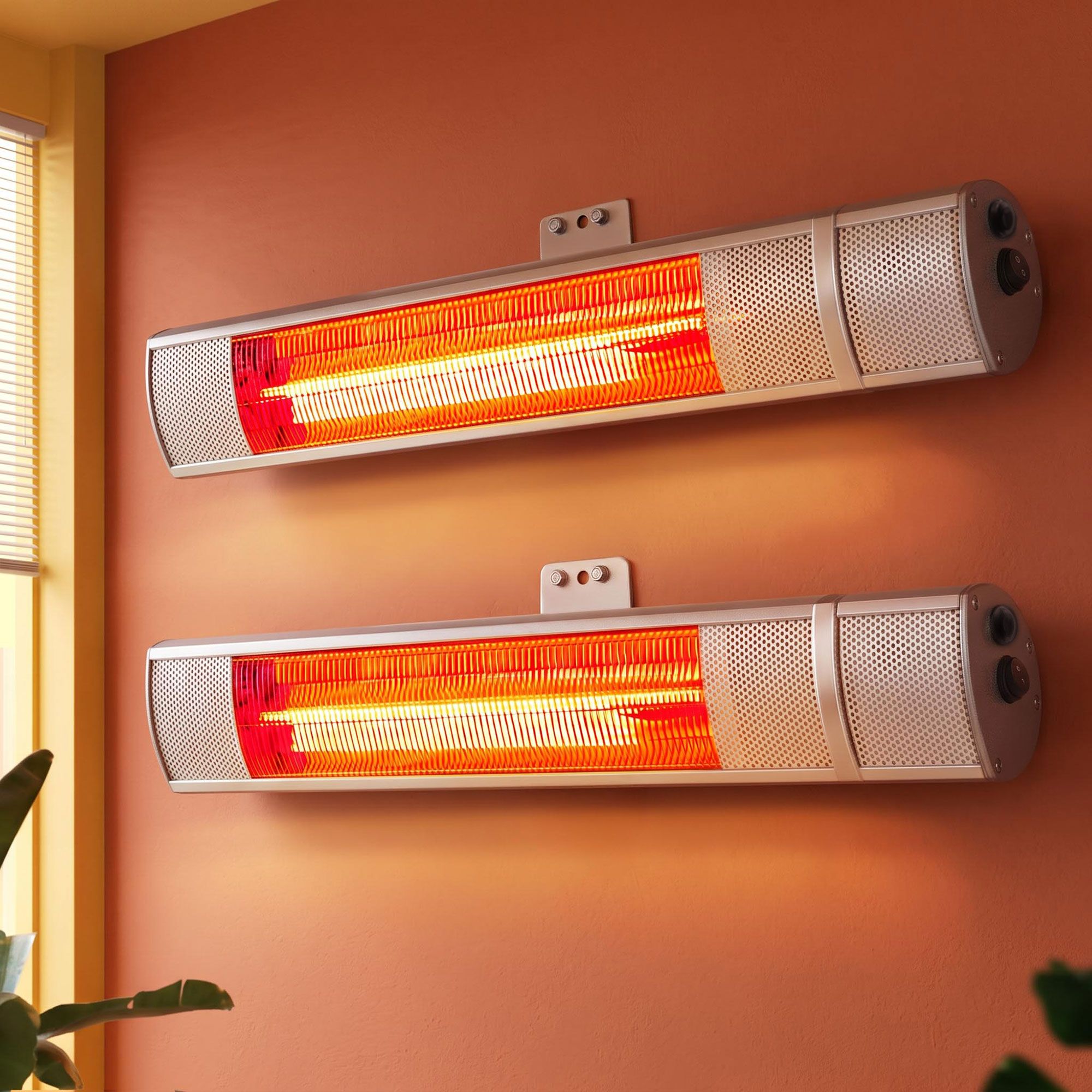 Devanti 2PCS Electric Strip Heater Radiant Infrared Heaters Remote Control 2000W - Image 1