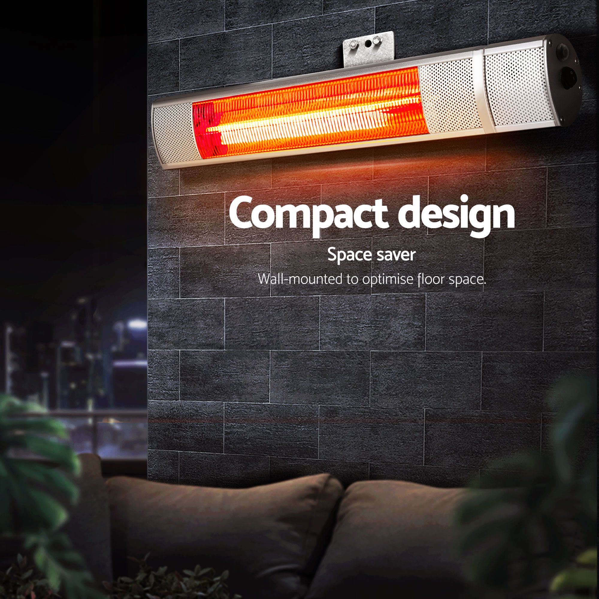 Devanti 2PCS Electric Strip Heater Radiant Infrared Heaters Remote Control 2000W - Image 4