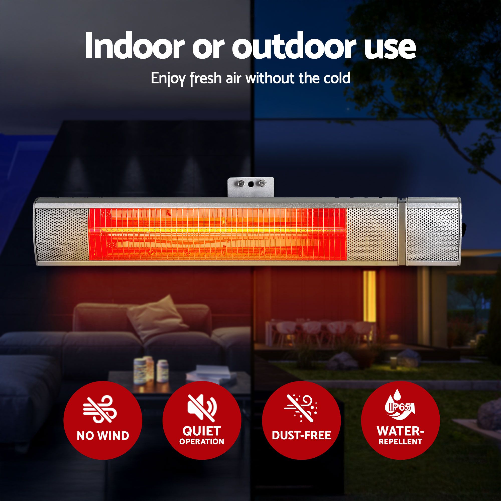 Devanti 2PCS Electric Strip Heater Radiant Infrared Heaters Remote Control 2000W - Image 8