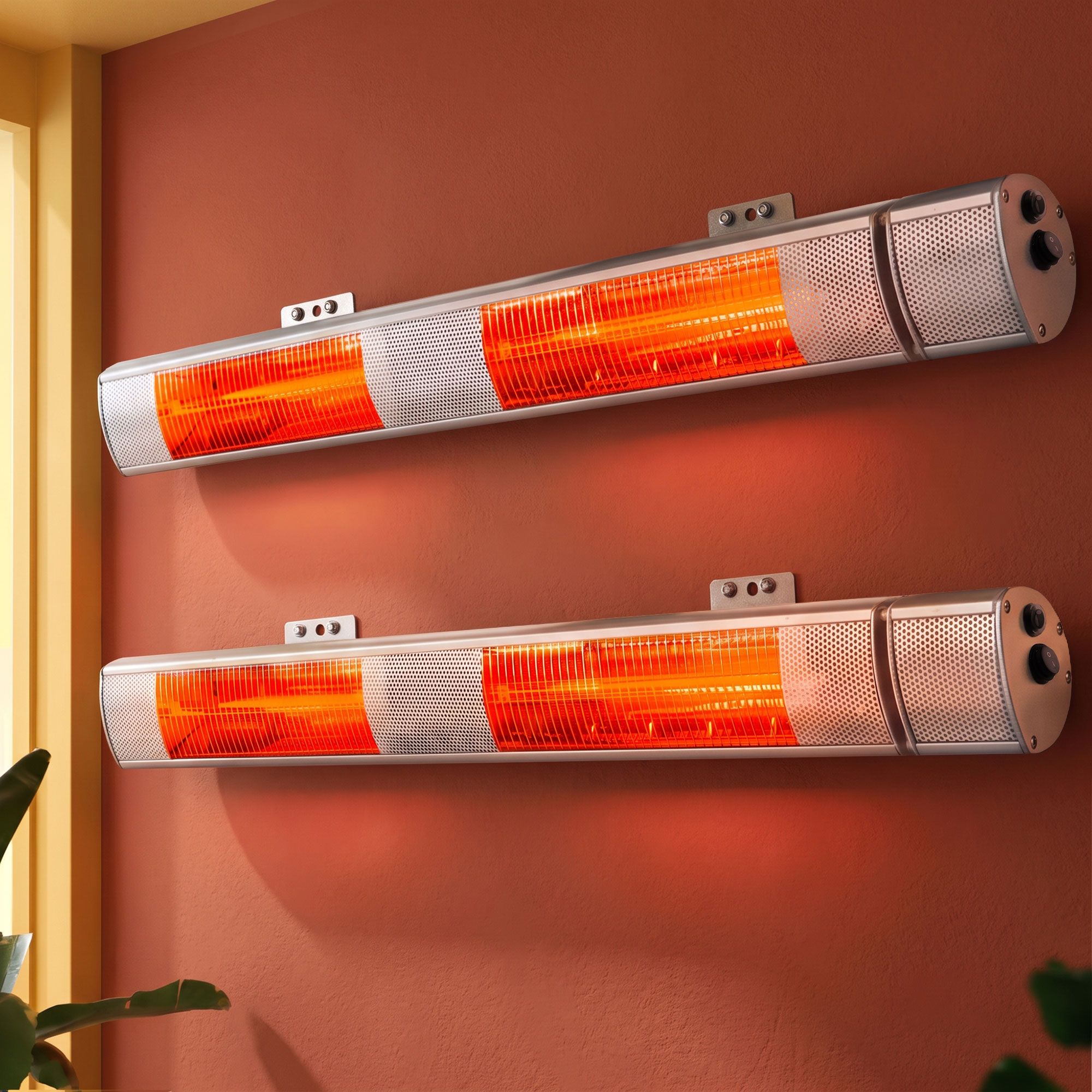 Devanti 2PCS Electric Strip Heater Radiant Infrared Heaters Remote Control 3000W - Image 1