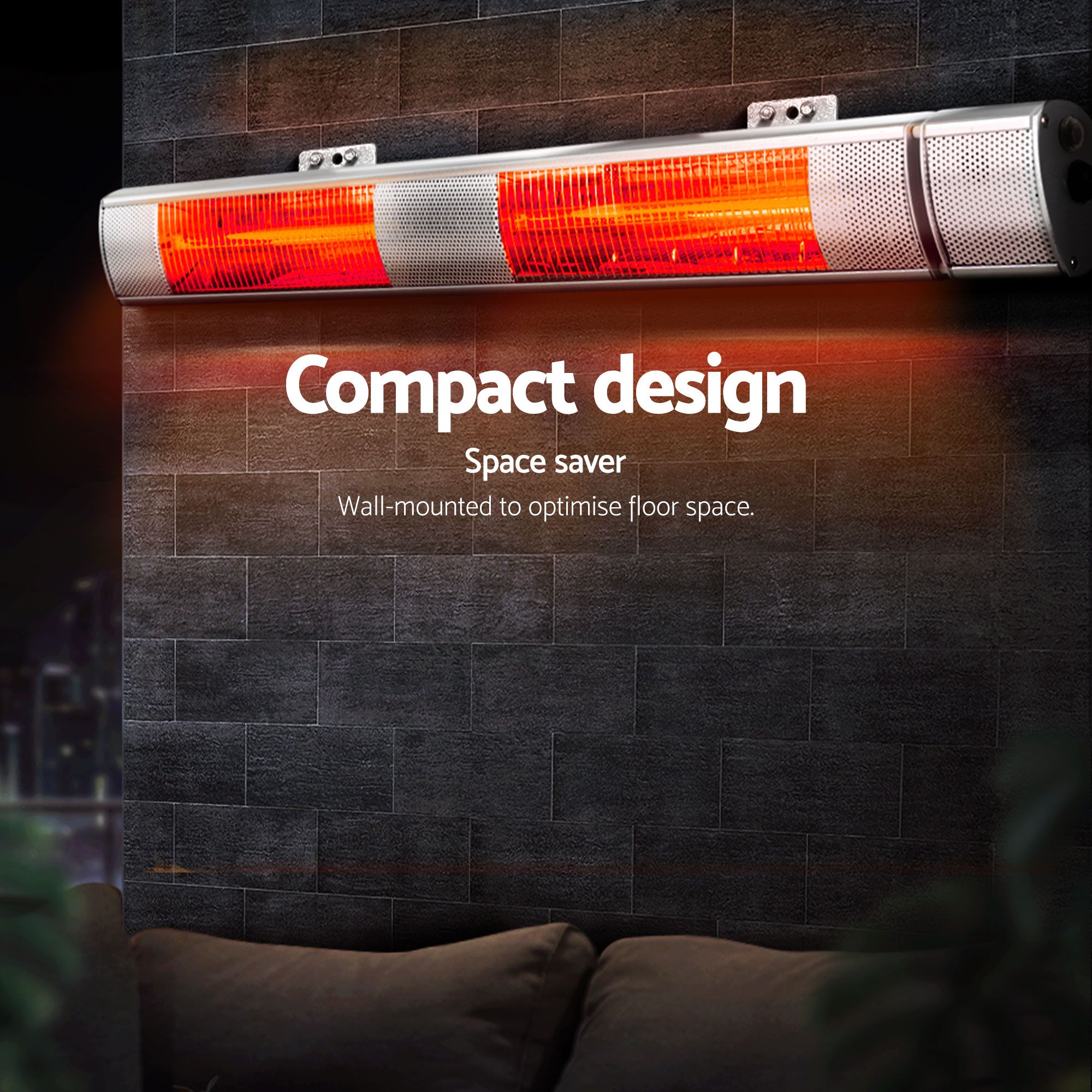 Devanti 2PCS Electric Strip Heater Radiant Infrared Heaters Remote Control 3000W - Image 4