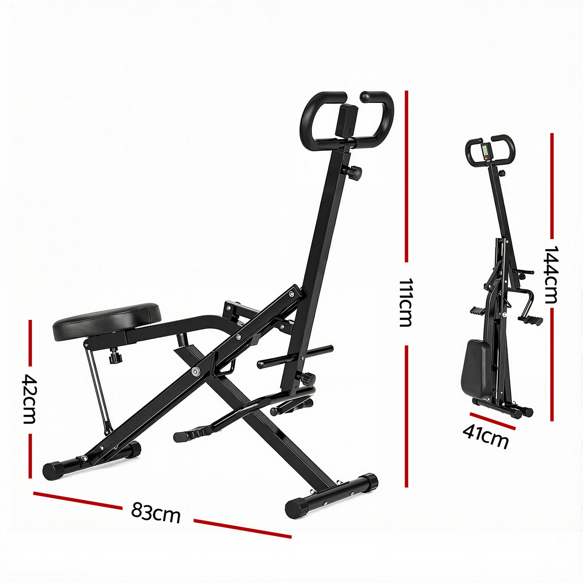 Everfit Foldable Squat Machine Deep Squat Rowing Machine 5 Adjustable Seat Home Gym - Image 2