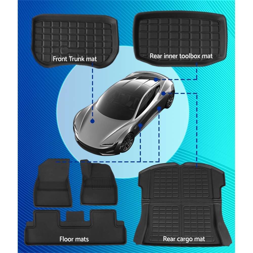 Weisshorn Car Rubber Floor Mats for Tesla Model 3 Trunk Toolbox Cargo Mat Carpet - Image 4